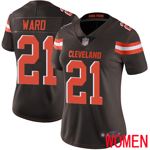 Cleveland Browns Denzel Ward Women Brown Limited Jersey #21 NFL Football Home Vapor Untouchable